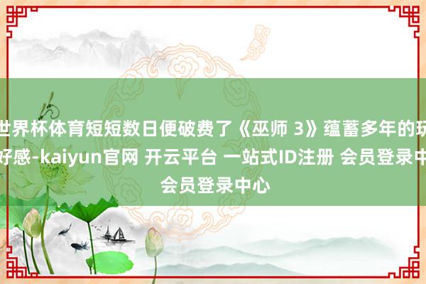 世界杯体育短短数日便破费了《巫师 3》蕴蓄多年的玩家好感-kaiyun官网 开云平台 一站式ID注册 会员登录中心